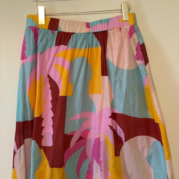 MINKPiNk L maxi skirt tropical Hawaiian beach coastal summer pink blue casual - Picture 2 of 7